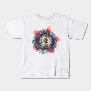 Pink Blue Cream Yellow Passionflower Kids T-Shirt